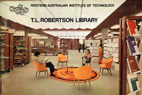 The entry level of Robertson Library, 1972
