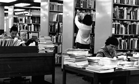 Acquisitions staff processing monographs, 1970s
