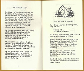 Introductory pages of WAIT Library Handbook for Staff, 1969