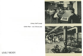 Chiller plant and staff lounge on the penthouse level, 1972