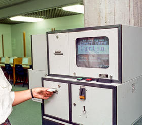 A self-charge machine installed on level two allowed clients to purchase a Library photocopy card and add credit to it.