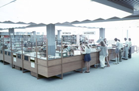 The information desk in the 1990s.