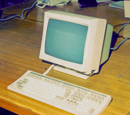 Client computer providing access to the Library's online catalogue CLUE, c 1992