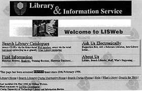 Screenshot of LISWeb home page in 1996