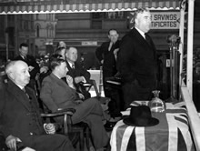 Robert Menzies at Sydney opening of War Savings Week, 14 October 1940. JCPML00916/12