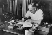 John Curtin working on a Sunday morning at The Lodge, 1942