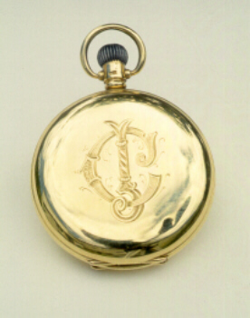 JCPML. Records of John Curtin. Gold pocket watch presented to John Curtin by Labour Friends 1924. Engraved. JCPML00287/4 