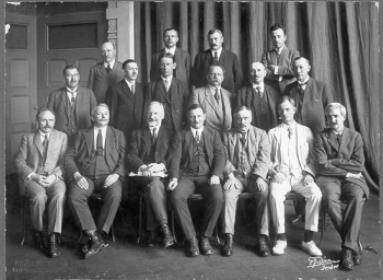 JCPML. Records of the Curtin family. John Curtin (front, 2nd from right) with delegates to the ILO Convention, Geneva. 1924. JCPML00376/1 