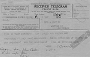 Telegram from John Curtin to Elsie Curtin, 3 October 1941. JCPML00402/38