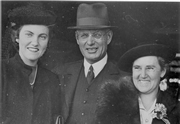 JCPML. Records of the Curtin Family.  Leader of the Opposition, John Curtin with his wife and daughter. 1940. JCPML00376/44.