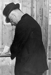 JCPML. Records of the Curtin Family.  Curtin casts his ballot, 1936?  JCPML00376/60.