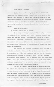 JCPML. Records of Eddie Ward.  Speech re Defence Policy and the Brisbane Line by John Curtin, July 1943.  JCPML00483/41.