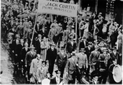 John Curtin Prime Ministerial Library. Records of Bobbie Oliver. Labor Day procession ["Make Jack Curtin Prime Minister" banner], 1937. JCPML00568/10/2