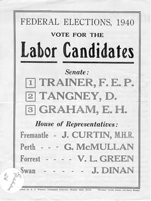 Labor 'How to vote' pamphlet for WA in the 1940 federal elections.