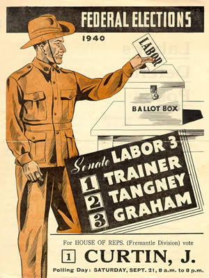 Labor 'How to vote' pamphlet for WA in the 1940 federal elections.