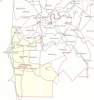 Fremantle electorate map, 1977-1979.
