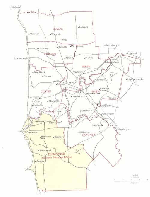 Map 12: The federal electorate of Fremantle from 1984-1988.