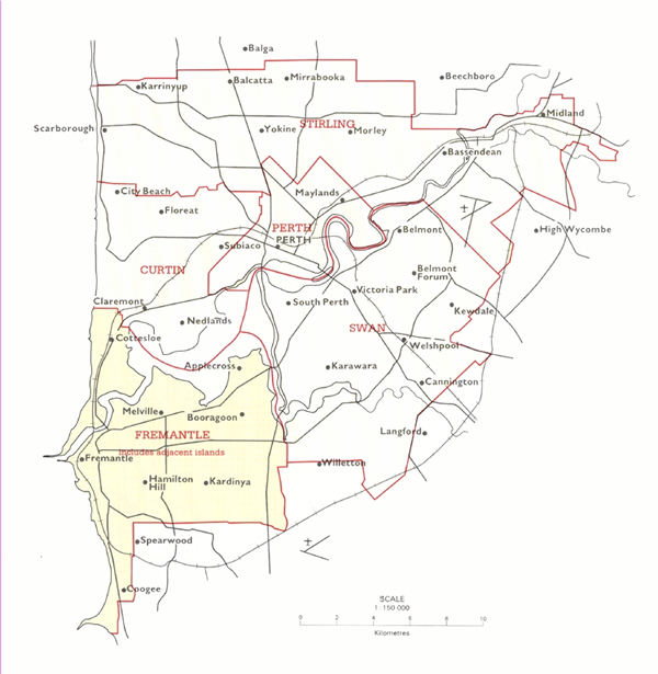 Map 7: The federal electorate of Fremantle from 1955-1967.