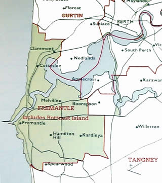 Map 9: The federal electorate of Fremantle from 1974-1977.