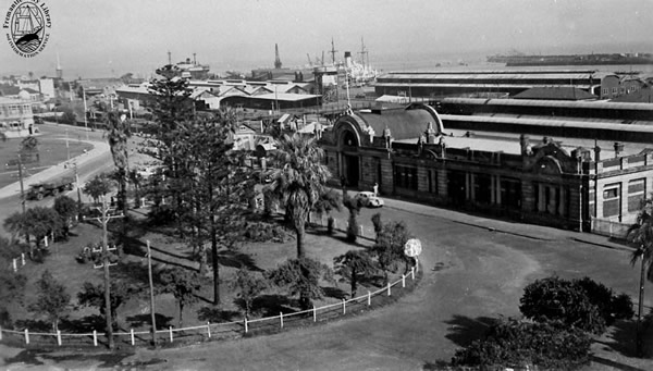 Fremantle Railway Station and gardens, c 1960.