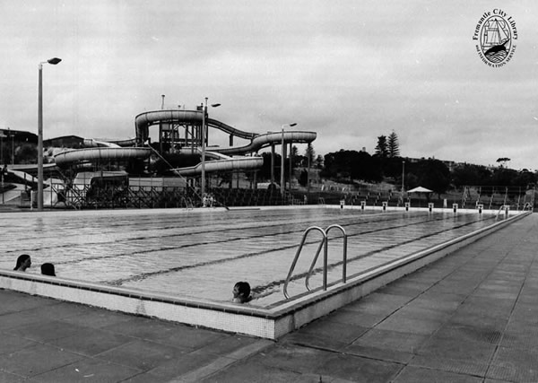 Aquatic Centre and Aqua Thrillway, Shuffrey St, Fremantle, c 1981.