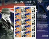 John Curtin 60th anniversary commemorative stamp sheet