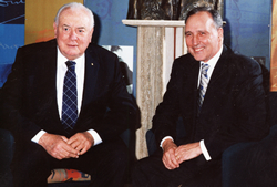 Paul Keating pictured with Gough Whitlam, 2002.