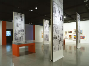 View of posters and panels in the exhibition