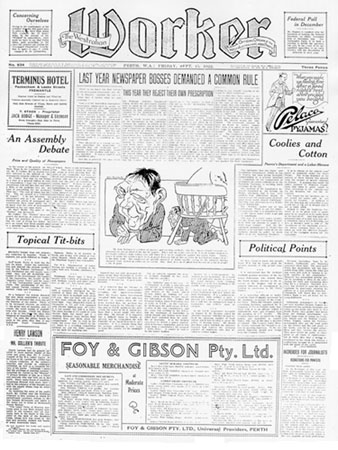 The Westralian Worker 15 September 1922, Page 1