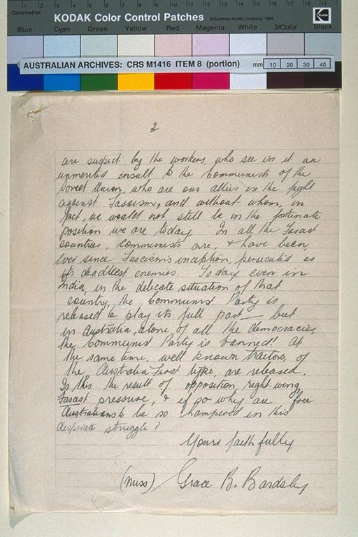Letter from G Bardsby to PM John Curtin, 21 September 1942, page 2
