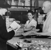 Meat rationing in the butcher's shop