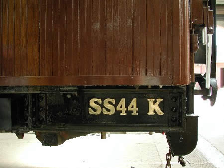 Detail of brass SS44 on 'Prince of Wales' carriage