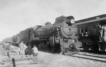 Troop trains cross on the Nullabor