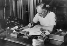 John Curtin working on a Sunday morning, Lodge study, Canberra. 1942. JCPML00376/6