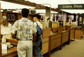 The loans desk in the 1980s.