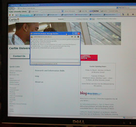 The 'AskOnline' service in action on a Library computer, 2004.