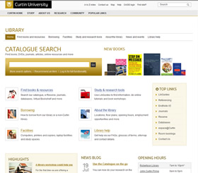 The Library's home page, 2012
