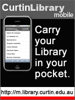 Promotional banner for Curtin Library mobile website, 2010