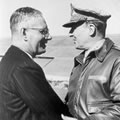 PM John Curtin shaking hands with General Douglas MacArthur, Sydney 8 June 1943. JCPML00376/69