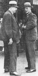 John Curtin & Phillip Collier at Perth Railway Station, n.d. Records of David Black. JCPML00180/4
