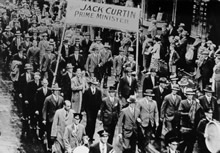 Labor Day Procession ["Make Jack Curtin Prime Minister" banner], 1937. JCPML00568/10/2