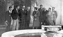 John Curtin with J A Lyons nad others, Canberra, 9 October 1936. JCPML00798/2