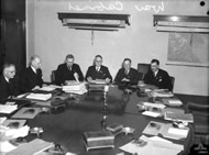 War Cabinet meeting in War Cabinet room, Victoria Barracks, 1943