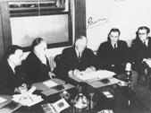 Governor General Lord Gowrie signing the declaration of war on Japan, 1941