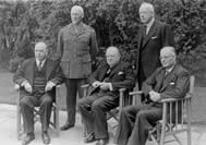 John Curtin (right) with Winston Churchill and Dominion leaders, London, 1944