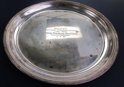 Silver platter presented to John Curtin