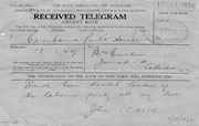 John Curtin Prime Ministerial Library.  Records of the Curtin Family.  Telegram from John Curtin to Elsie Curtin, 1 October 1935.  JCPML00402/31