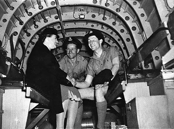 Elsie Curtin aboard Lancaster bomber 'Q' Queenie, 1943