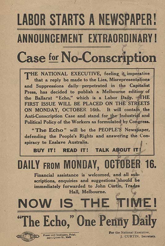 Flyer advertising 'The Echo' newspaper, 1916