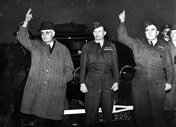 John Curtin at RAF bomber station, UK, 1944